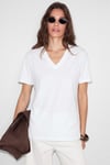 SHEANE Kadın %100 Organik Pamuk Derin V Yakalı Comfort Fit Beyaz T-Shirt
