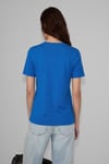 SHEANE Kadın %100 Organik Pamuk Derin V Yakalı Comfort Fit Parlament Mavi T-Shirt