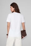 SHEANE Kadın %100 Organik Pamuk Derin V Yakalı Comfort Fit Beyaz T-Shirt