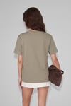 SHEANE Kadın %100 Organik Pamuk Derin V Yakalı Comfort Fit Vizon T-Shirt