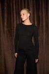 SIMORRE Kadın Kesik Detaylı Vücuda Oturan Nefes Alan Kumaşlı Slim Fit Siyah Bluz