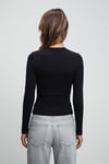 SLERAS Kadın Esnek Kumaşlı Vücuda Oturan Slim Fit Uzun Kollu Siyah T-Shirt