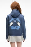 SLOPANE Kadın Rahat Kesim Kapüşonlu Baskılı Lacivert Sweatshirt