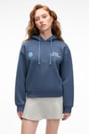 SLOPANE Kadın Rahat Kesim Kapüşonlu Baskılı Lacivert Sweatshirt