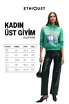 SLOPANE Kadın Rahat Kesim Kapüşonlu Baskılı Yeşil Sweatshirt