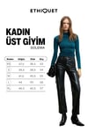 SOLEMA Kadın Bisiklet Yakalı Büzgü Detaylı Slim Petrol Mavisi Bluz