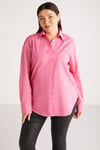 SUSAN Dokuma Oversize Pembe Tekli Gömlek