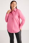 SUSAN Dokuma Oversize Pembe Tekli Gömlek