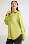 SUSAN Dokuma Oversize Yeşil Tekli Gömlek