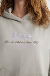 TAINA Kadın Nakış Detaylı Organik Pamuk Şehir Temalı Regular Kapüşonlu Bej Sweatshirt