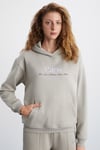 TAINA Kadın Nakış Detaylı Organik Pamuk Şehir Temalı Regular Kapüşonlu Bej Sweatshirt
