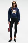 TALMERA Kadın Önü Baskılı Yuvarlak Yaka Lacivert Sweatshirt
