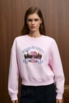 TALMERA Kadın Önü Baskılı Yuvarlak Yaka Pembe Sweatshirt