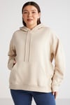 TEREZABB Örme Loose Bej Tekli Büyük Beden Sweatshirt