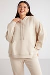 TEREZABB Örme Loose Bej Tekli Büyük Beden Sweatshirt