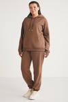 TEREZABB Örme Loose Kahverengi Tekli Büyük Beden Sweatshirt