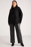 TEREZABB Örme Loose Siyah Tekli Büyük Beden Sweatshirt