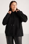 TEREZABB Örme Loose Siyah Tekli Büyük Beden Sweatshirt
