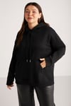 TEREZABB Örme Loose Siyah Tekli Büyük Beden Sweatshirt