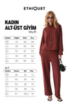 VALIR Kadın Organik Pamuklu Yakası Boğazlı Kordonlu Bordo Alt-Üst Takım