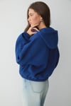 VALIT Kadın Çift Cepli Eteği Ve Kol Ucu Lastikli Fermuarlı Oversize Saks Mavi Sweatshirt