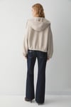 VALIT Kadın Çift Cepli Eteği Ve Kol Ucu Lastikli Fermuarlı Oversize Taş Rengi Sweatshirt