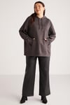 VERONICABB Örme Loose Antrasit Tekli Büyük Beden Sweatshirt