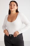 VERSAYBB Örme Bele Oturan Beyaz Tekli Büyük Beden Body