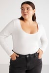 VERSAYBB Örme Bele Oturan Beyaz Tekli Büyük Beden Body