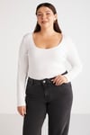 VERSAYBB Örme Bele Oturan Beyaz Tekli Büyük Beden Body