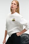 VISTARA Kadın Nakış Detaylı Yuvarlak Yaka Regular Fit Beyaz Sweatshirt