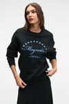 VISTARA Kadın Nakış Detaylı Yuvarlak Yaka Regular Fit Siyah Sweatshirt