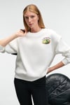 VISTARA Kadın Nakış Detaylı Yuvarlak Yaka Regular Fit Beyaz Sweatshirt