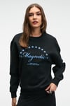 VISTARA Kadın Nakış Detaylı Yuvarlak Yaka Regular Fit Siyah Sweatshirt