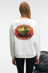 VISTARA Kadın Nakış Detaylı Yuvarlak Yaka Regular Fit Beyaz Sweatshirt