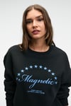 VISTARA Kadın Nakış Detaylı Yuvarlak Yaka Regular Fit Siyah Sweatshirt