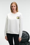 VISTARA Kadın Nakış Detaylı Yuvarlak Yaka Regular Fit Beyaz Sweatshirt