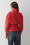 VIVALDI Kadın Organik Pamuklu Beli Korseli Fermuarlı Kırmızı Sweatshirt