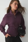 VIVALDI Kadın Organik Pamuklu Beli Korseli Fermuarlı Mor Sweatshirt