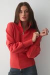 VIVALDI Kadın Organik Pamuklu Beli Korseli Fermuarlı Kırmızı Sweatshirt