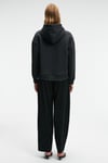 YANMESA Kadın Oversize Baskı Ve Nakış Detaylı Uzun Kollu Kapüşonlu Koyu Antrasit Sweatshirt