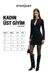 YSERNA Kadın Yuvarlak Yakalı Esnek Kumaşlı Düğmeli Siyah Elbise