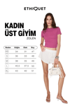 ZOLEN Kadın Yumuşak Ve Esnek Kumaşlı Organik Pamuklu Kısa Kollu Crop Fuşya T-Shirt
