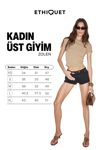 ZOLEN Kadın Yumuşak Ve Esnek Kumaşlı Organik Pamuklu Kısa Kollu Crop Vizon T-Shirt