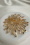 Altın Dal Formlu Modern Güneş Broş (7cm)