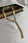 Altın Rengi Balık Sırtı Desen Tasarım Y Kolye (40cm)