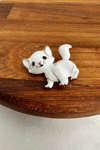 Altın Rengi Beyaz Mineli Sevimli Kedi Broş (3cm)