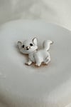 Altın Rengi Beyaz Mineli Sevimli Kedi Broş (3cm)