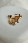 Altın Rengi Beyaz Mineli Sevimli Kedi Broş (3cm)