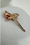 Altın Rengi Çiçek Detay Renkli Işıltılı Kuş Broş (6cm)